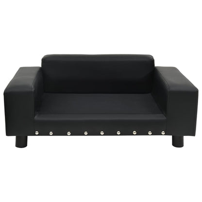 Vidaxl Sofá Para Perros Felpa Y Cuero Sintético Negra 81x43x31 Cm_1