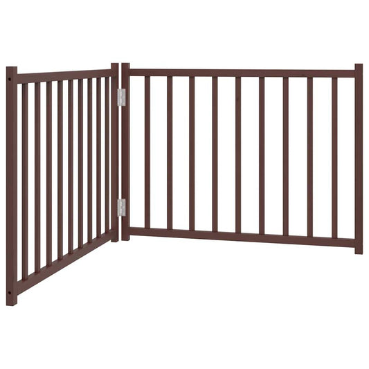 Vidaxl Puerta De Perros Plegable 2 Paneles Madera Abeto Marrón 160 Cm_0