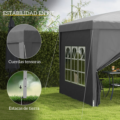 Outsunny Carpa Plegable Pop-up 3x3 M Con 4 Paredes Laterales Anti-uv Gris_5