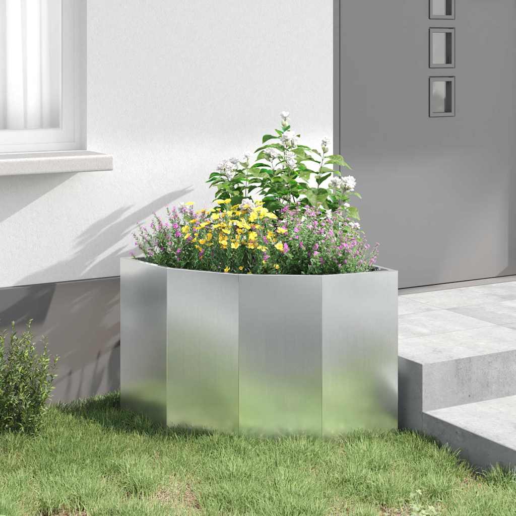 Macetero De Esquina Plateado 60 X 60 X 50 Cm Acero Galvanizado_3