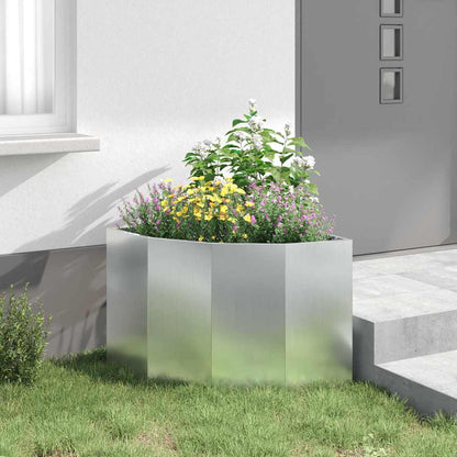 Macetero De Esquina Plateado 60 X 60 X 50 Cm Acero Galvanizado_3