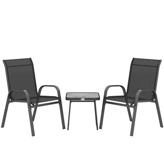 Outsunny Conjunto De Muebles De Jardín Con 2 Sillones Apilables Y Mesa De Centro_0