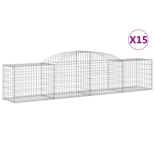 Cestas De Gaviones 12 Uds Forma De Arco Hierro 300x50x60/80 Cm_0