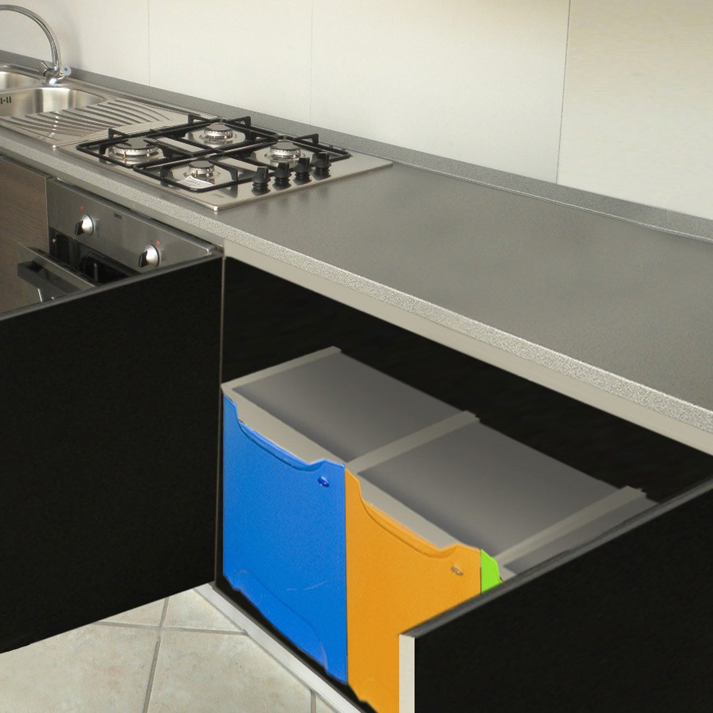 Papelera Reciclaje En Polipropileno Color Azul, Con Depósito 20 L En El Interior_4