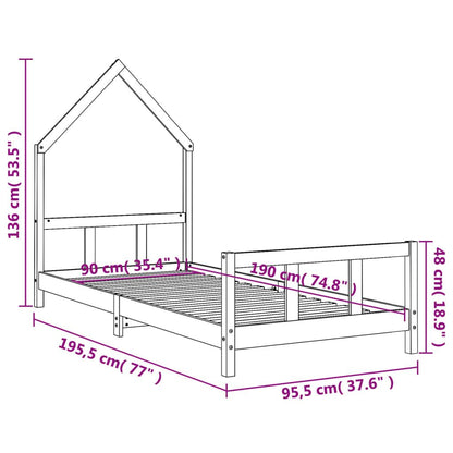 Vidaxl Estructura De Cama Infantil Madera Maciza De Pino 90x190 Cm_2