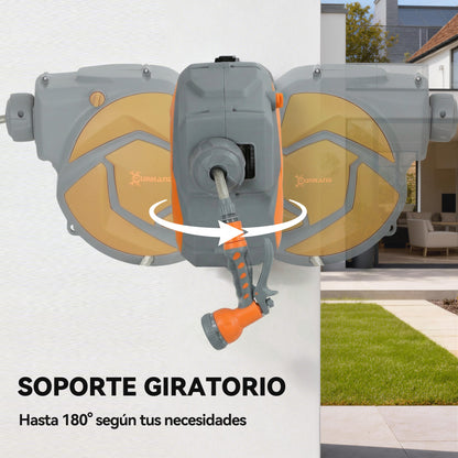 Durhand Enrollador De Manguera Para Jardín De Pared 10+1 M Gris Oscuro Y Naranja_5