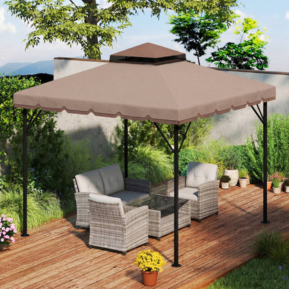 Outsunny Techo De Repuesto Para Cenador 3x3 M Techo Doble Upf 30+ Caqui_3