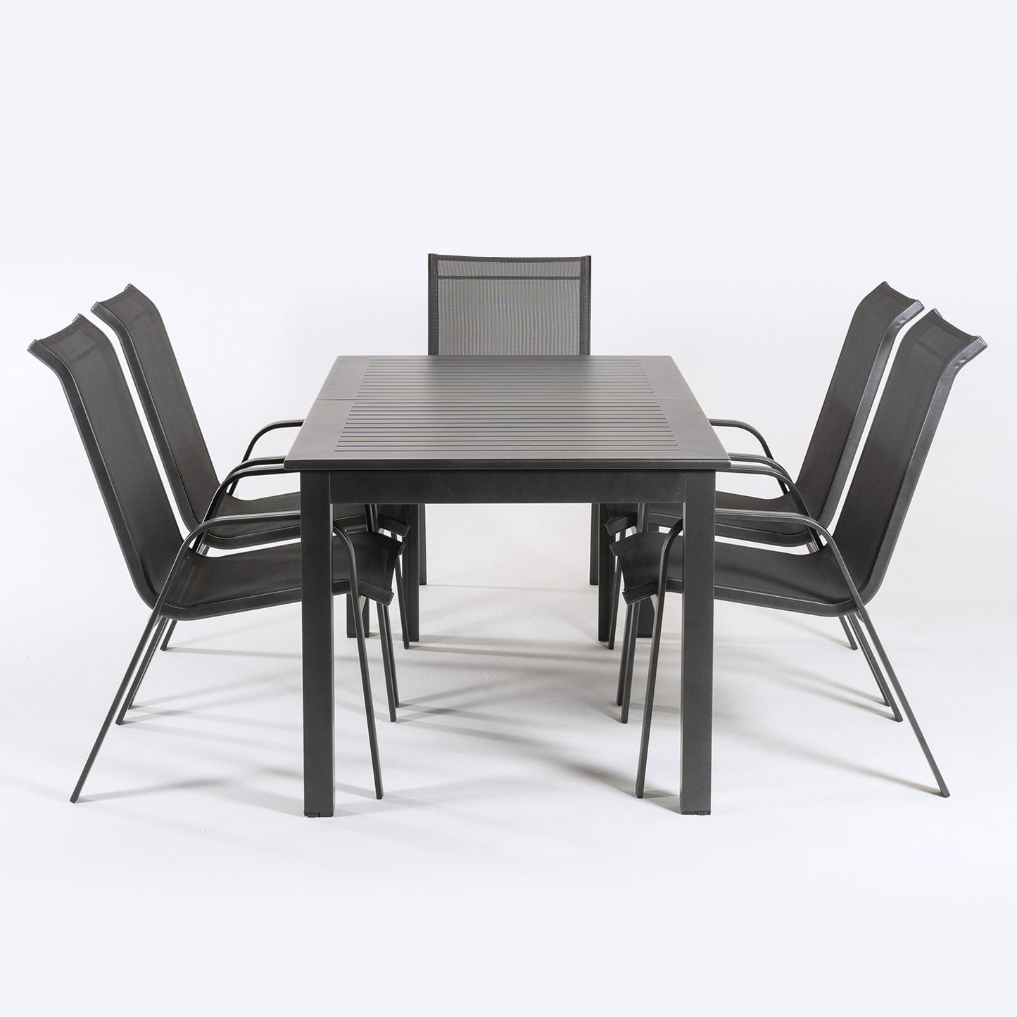 Conjunto Terraza Mesa Extensible Y Seis Sillones Apilables_3