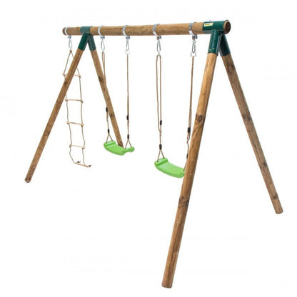 Columpio Doble De Madera Redonda Masgames Kadi L Deluxe + Asiento Bebe.