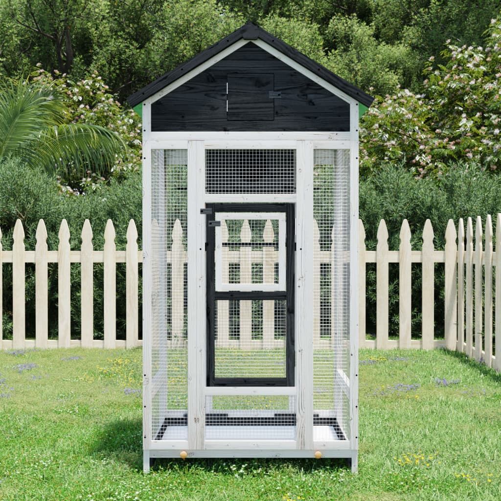 Vidaxl Casita Para Pájaros Madera Maciza Pino Gris 91,5x53x170 Cm_1