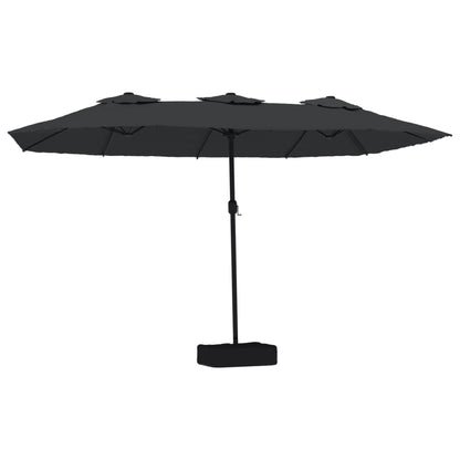 Sombrilla Doble De Jardín Con Luces Led Negro 449x245 Cm_0