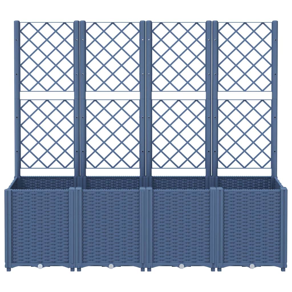 Jardinera Con Enrejado Pp Azul Gris 160x40x140 Cm_2