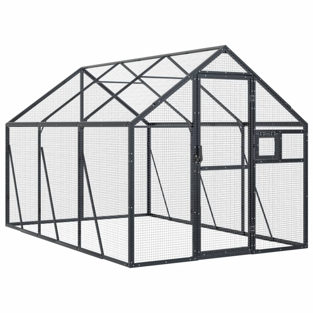 Vidaxl Pajarera De Aluminio Gris Antracita 1,79x3x1,85 M_0