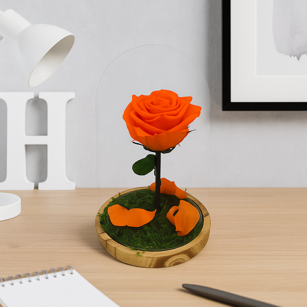 Mundo Eterno Rosa En Cúpula Naranja 12x20cm_1