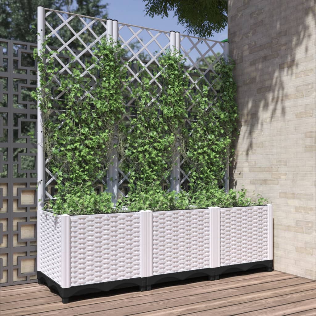 Jardinera Con Enrejado Pp Blanco 120x40x136 Cm_1