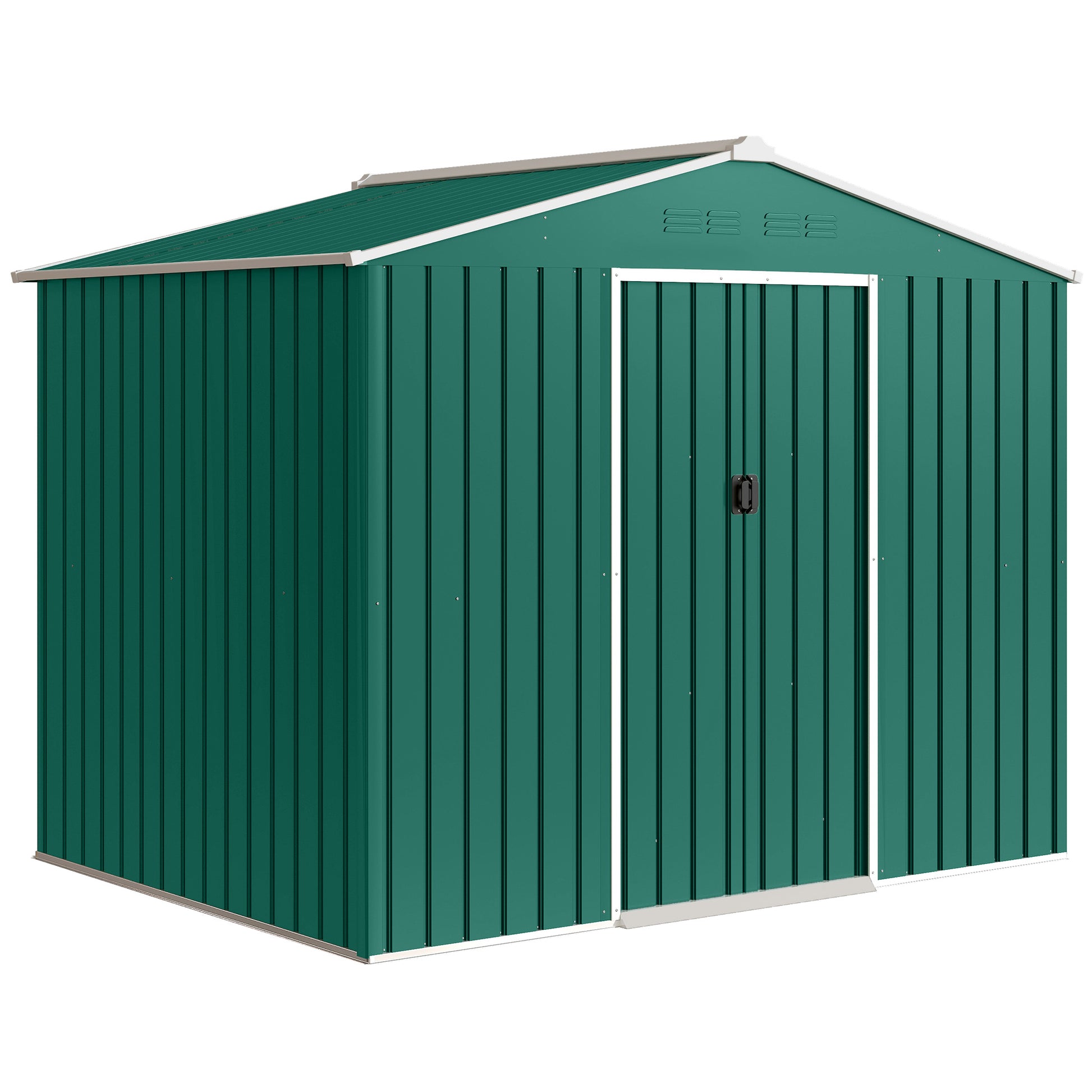 Outsunny Caseta De Jardín Exterior 3,6 M² 236x171x191 Cm Puerta Corredera Verde_0