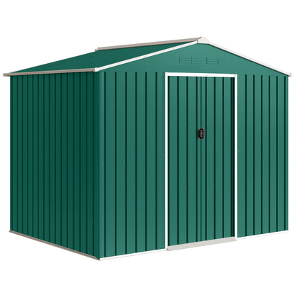 Outsunny Caseta De Jardín Exterior 3,6 M² 236x171x191 Cm Puerta Corredera Verde_0