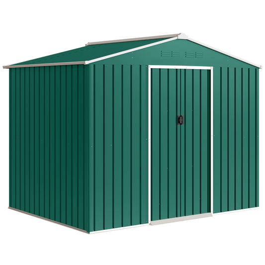 Outsunny Caseta De Jardín Exterior 3,6 M² 236x171x191 Cm Puerta Corredera Verde_0