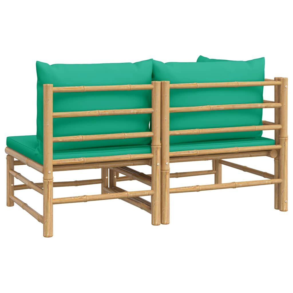 Vidaxl Set De Muebles De Jardín 2 Piezas Bambú Con Cojines Verde_4