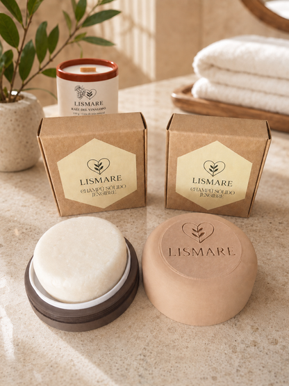 Pack 2 champú sólidos de jengibre 75 g + jabonera Lismare de regalo - Cuero cabelludo seco y débil. Ideal gimnasio._1