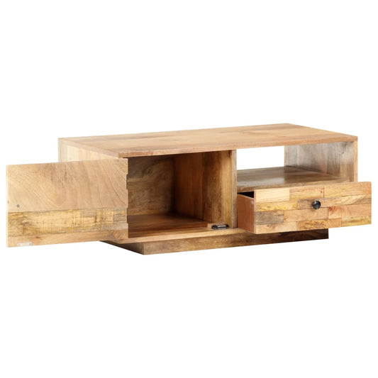 Mesa De Centro De Madera Maciza De Mango 90x50x35 Cm_0
