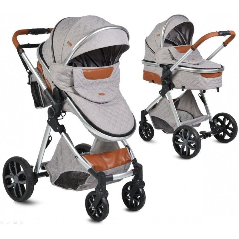 Carrito De Bebé Dúo Convertible Con Detalles En Polipiel Alma Light Grey_0