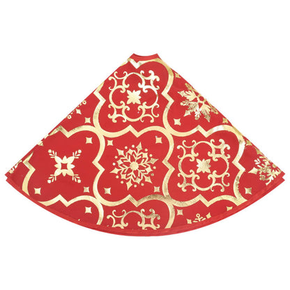 Vidaxl Falda Del Árbol De Navidad De Lujo Con Calcetín Tela Roja 90 Cm_5