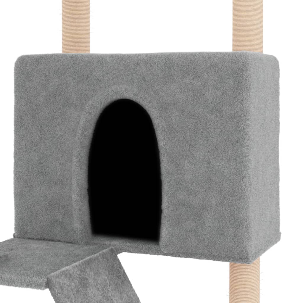 Rascador Para Gatos Con Postes De Sisal Gris Claro 143 Cm_5