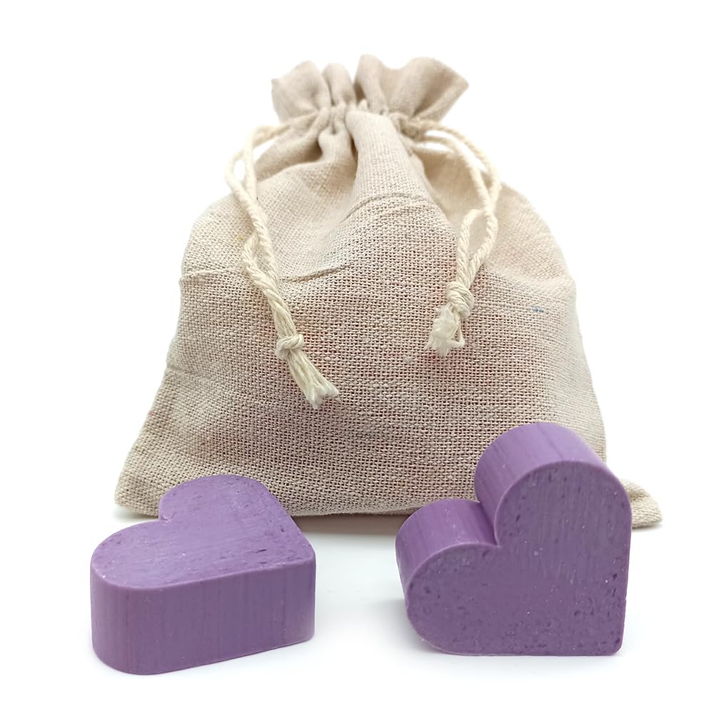 Bolsa De Yute Con 5 Jabones - Aroma Lavanda - Jabón De Glicerina Con Forma De Corazón - Detalle Para Invitados_2