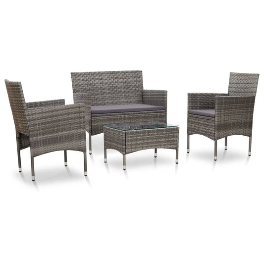 Vidaxl Set De Muebles De Jardín 4 Pzas Y Cojines Ratán Sintético Gris_0