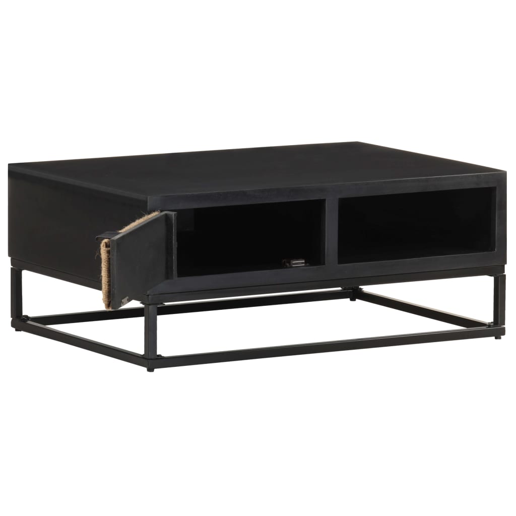 Mesa De Centro De Madera Maciza De Mango 90x60x35 Cm_1