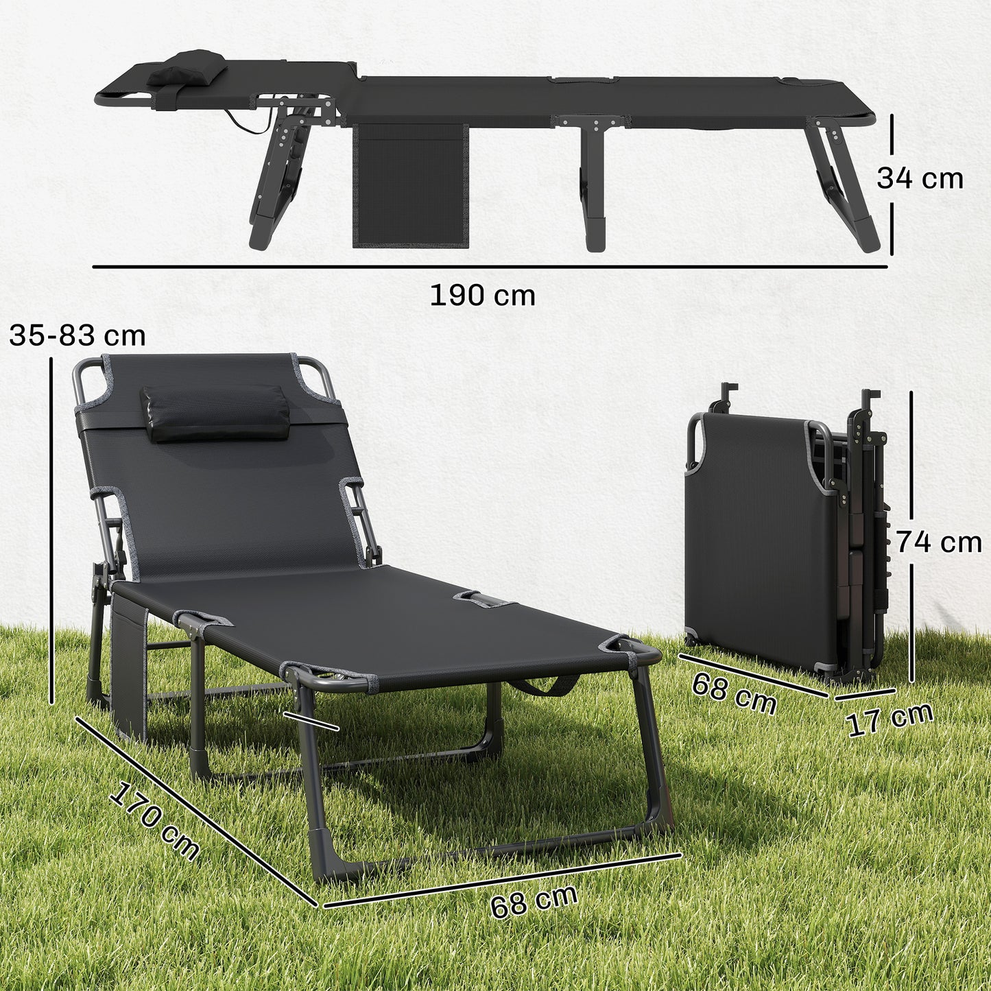 Outsunny Set De 2 Tumbonas Plegables Reclinables Con Cojines Y Bolsillo Gris_2