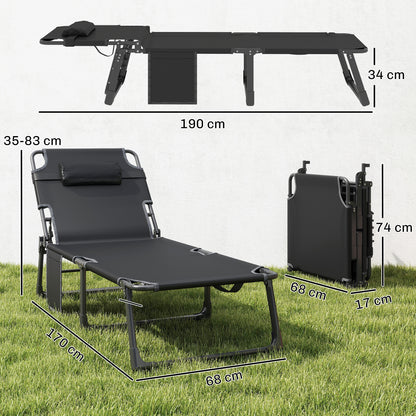 Outsunny Set De 2 Tumbonas Plegables Reclinables Con Cojines Y Bolsillo Gris_2