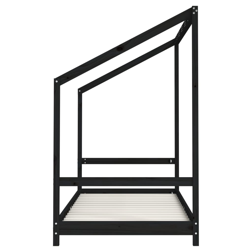Estructura De Cama Para Niños Madera Pino Negro 2x(90x200) Cm / Vetonek_4