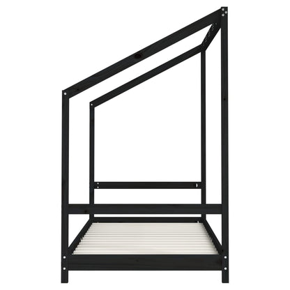 Estructura De Cama Para Niños Madera Pino Negro 2x(90x200) Cm / Vetonek_4