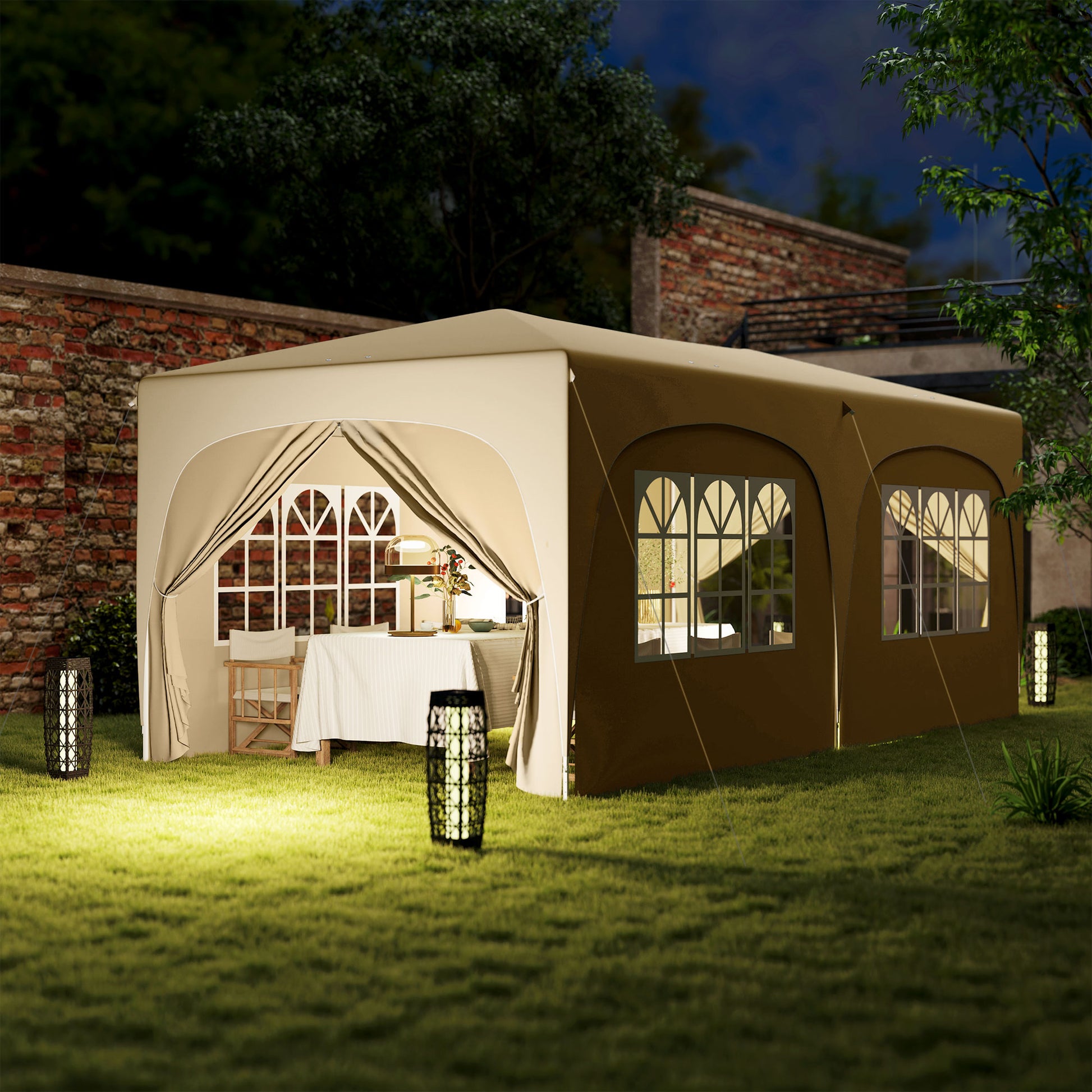 Outsunny Carpa Plegable Gazabo 3x6 M Con Paneles Laterales Upf50+ Arena_4