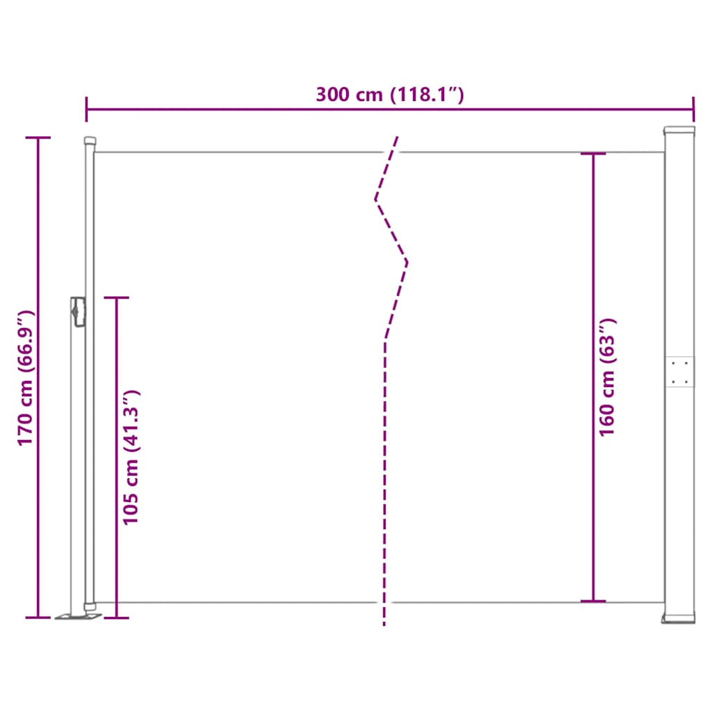 Vidaxl Toldo Lateral Retráctil De Jardín Azul 170x300 Cm_2