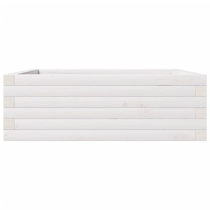 Jardinera De Madera Maciza De Pino Blanca 70x70x23 Cm_5