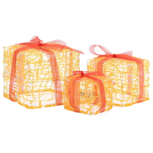 Vidaxl Caja Decorativa De Regalo Navidad Acrílico 3 Pzas Blanco Cálido_0