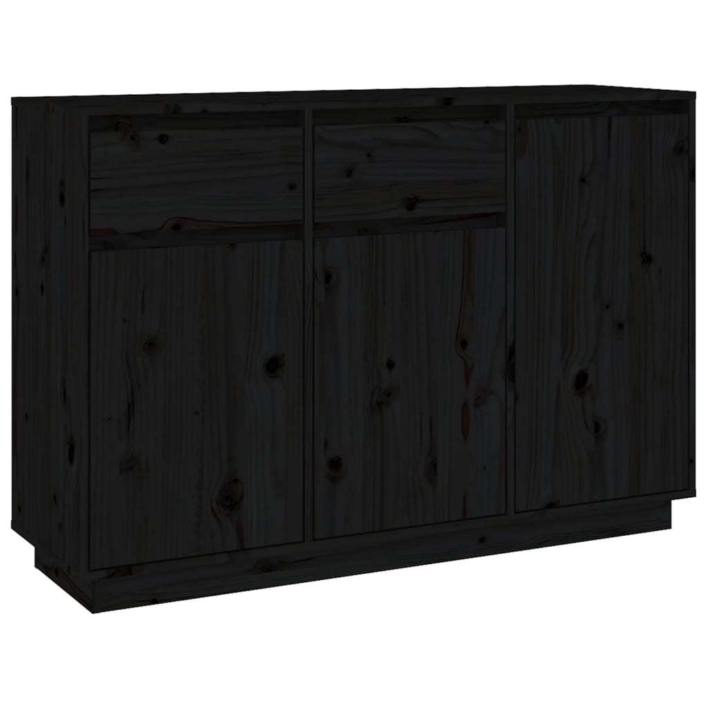 Aparador De Madera Maciza De Pino Negro 110x34x75 Cm_1