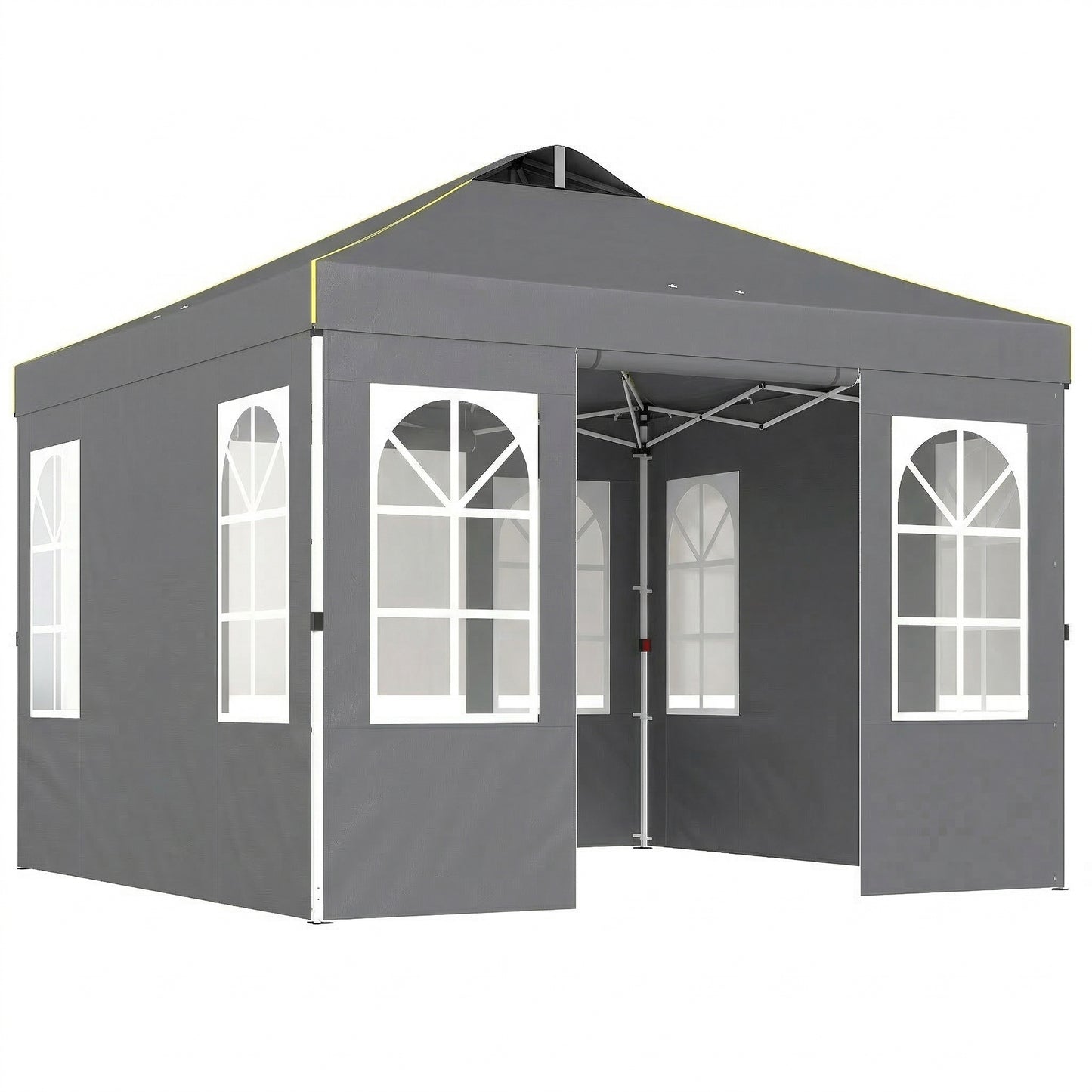 Outsunny Carpa Plegable 3x3m Pop-up Altura Ajustable Laterales Extraíbles Gris_0