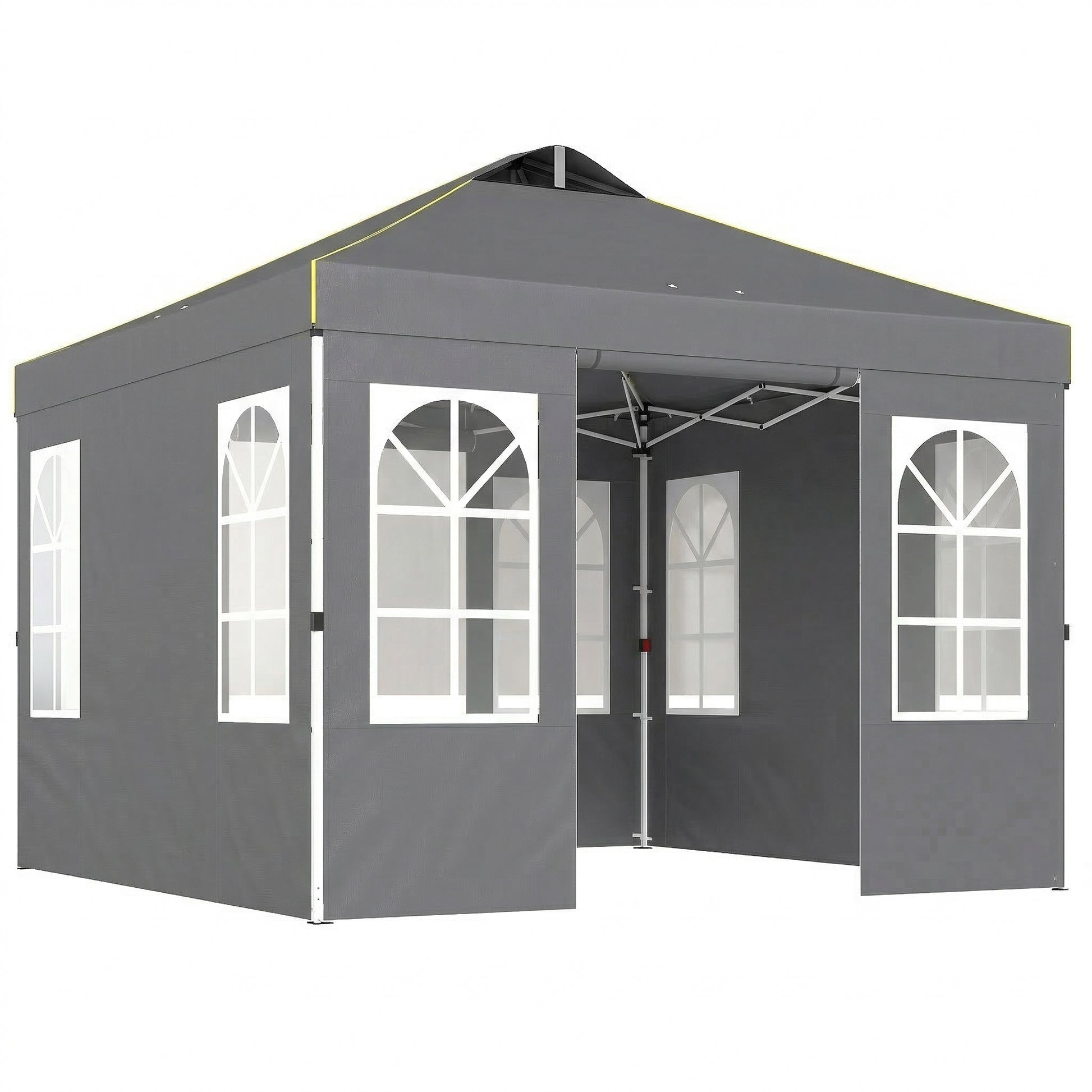 Outsunny Carpa Plegable 3x3m Pop-up Altura Ajustable Laterales Extraíbles Gris_0