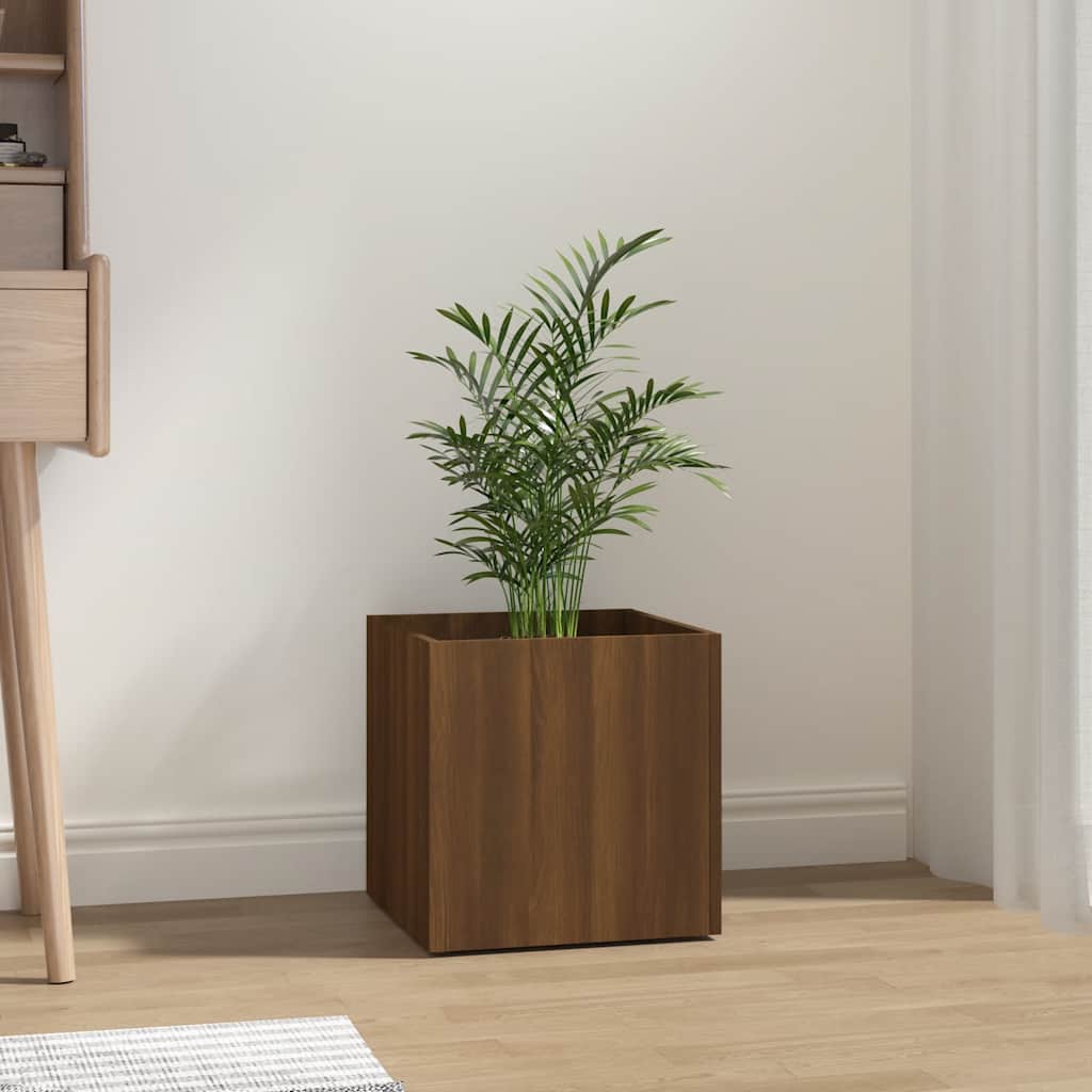 Jardinera Roble Marrón 40x40x40 Cm Madera De Ingeniería_1