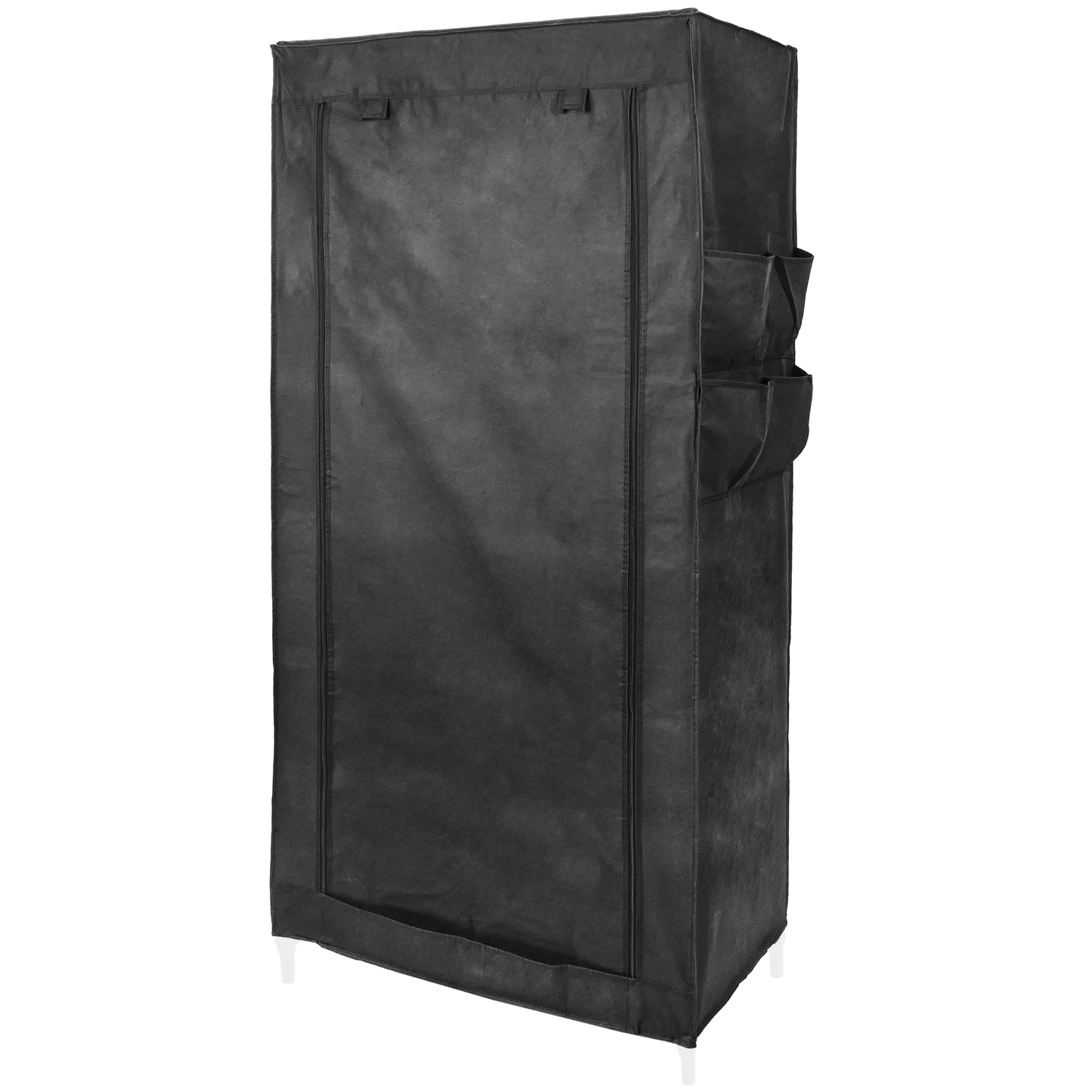 Armario Ropero Guardarropa De Tela Desmontable 70 X 45 X 155 Cm Negro Con Puerta Enrollable_0