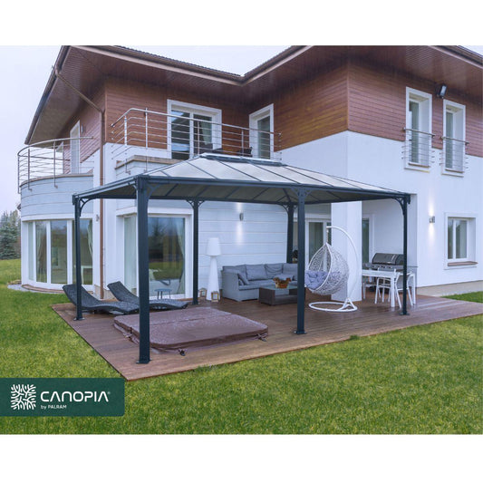 Cenador Martinique 5000 Gazebo De Aluminio gris Con Vidriado De policarbonato bronce