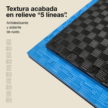 Jowy Tatami Puzzle 2,5cm 100x100cm – Superficie 5 Líneas Negro/azul_3