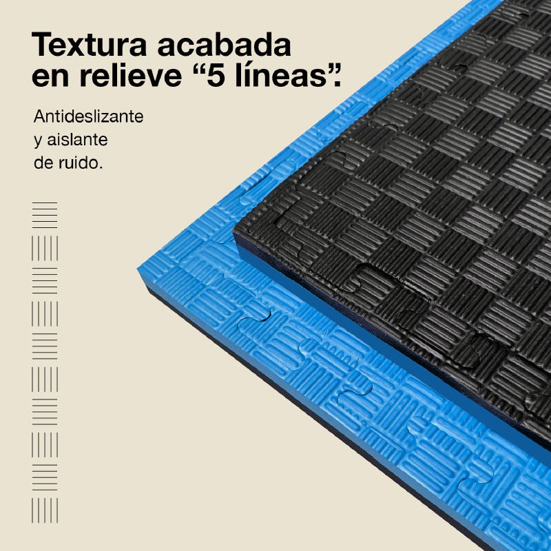 Tatami Puzzle 2,5cm 100x100cm – Superficie 5 Líneas Negro/azul Jowy_3