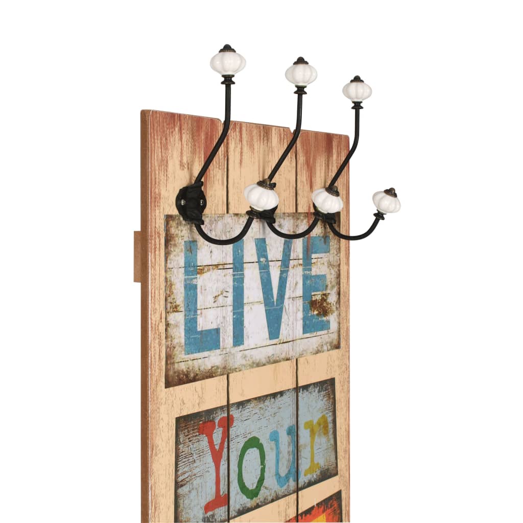 Perchero De Pared Live Life Con 6 Ganchos 120x40 Cm_2