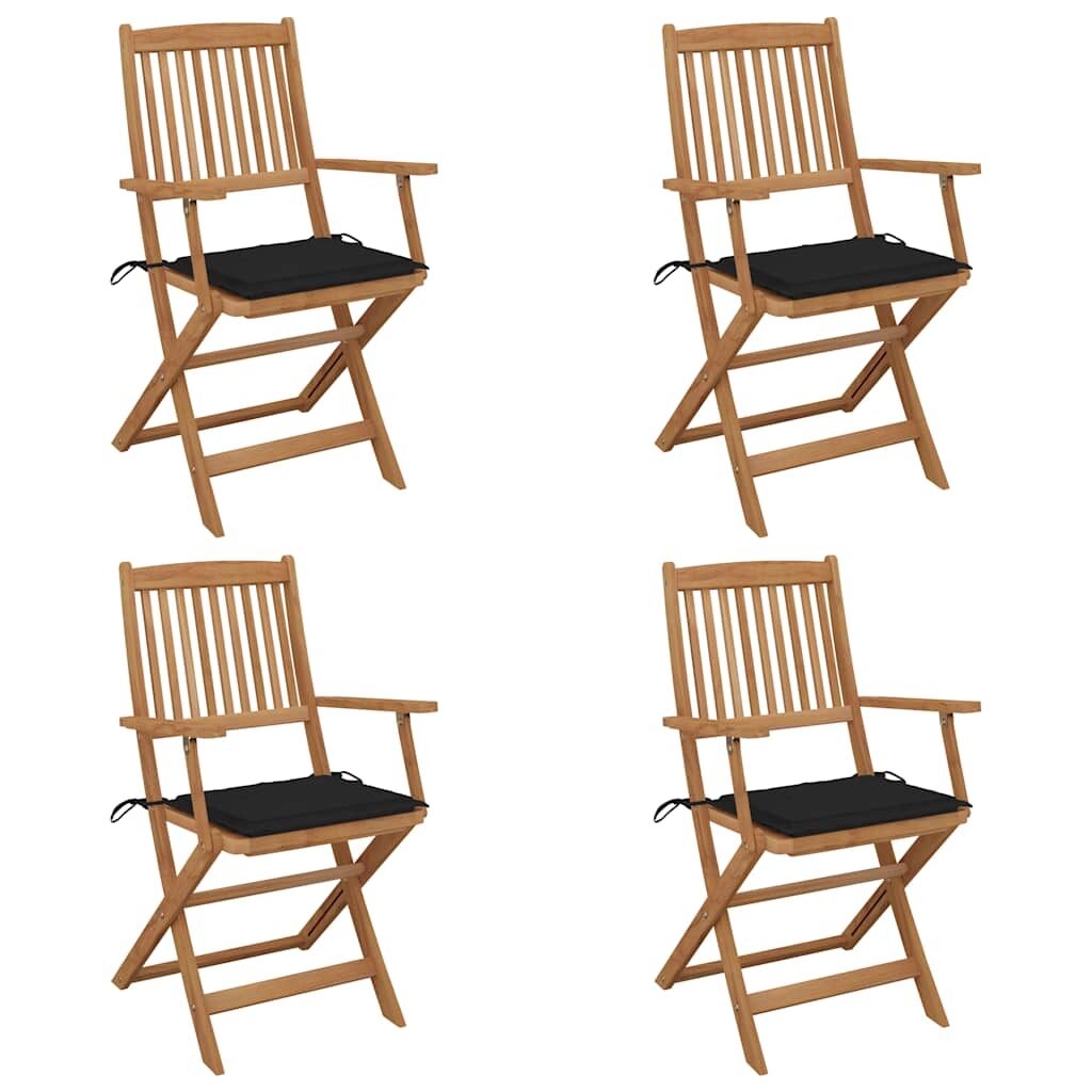 Vidaxl Sillas De Jardín Plegables 4 Uds Y Cojines Madera Maciza Acacia_0