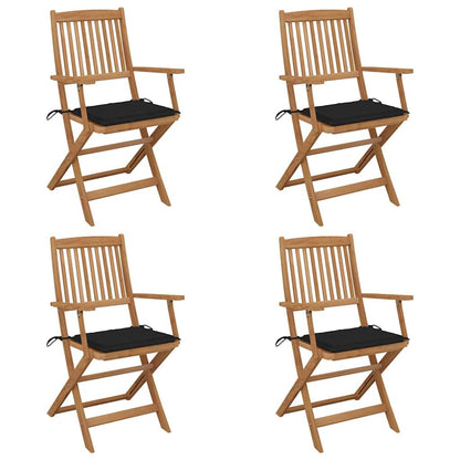 Vidaxl Sillas De Jardín Plegables 4 Uds Y Cojines Madera Maciza Acacia_0